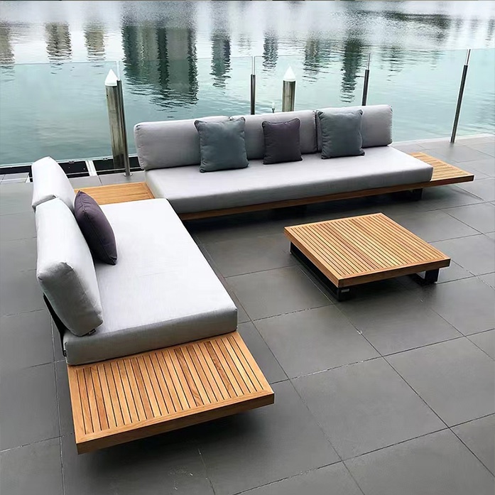 Outdoor Furniture Teak - Modern luxury teak outdoor sofa set