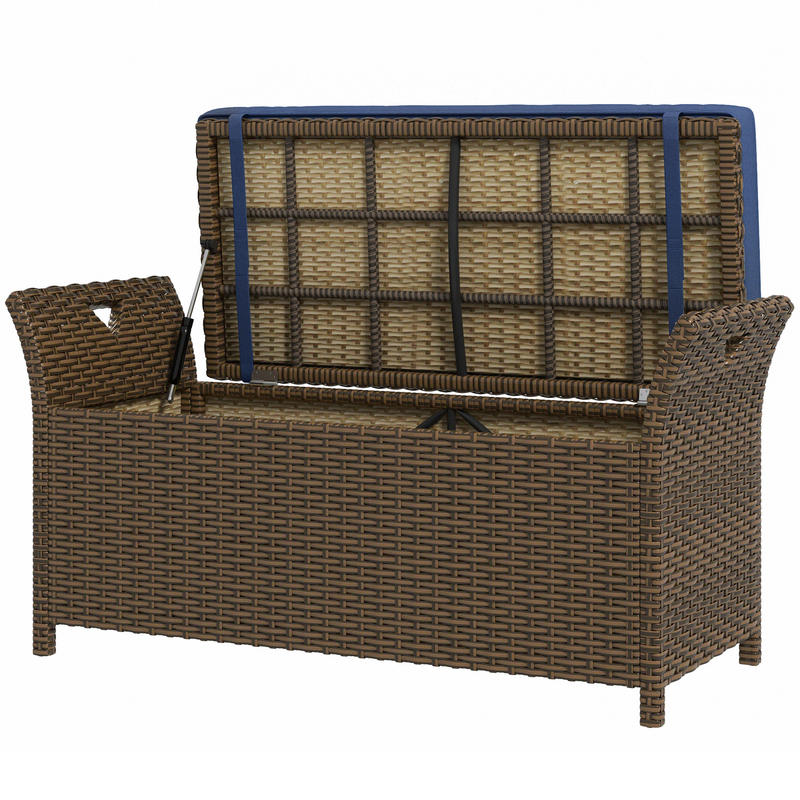 Outdoor Furniture With Storage For Cushions - Outdoor Patio Wicker Storage Bench, 2-In-1