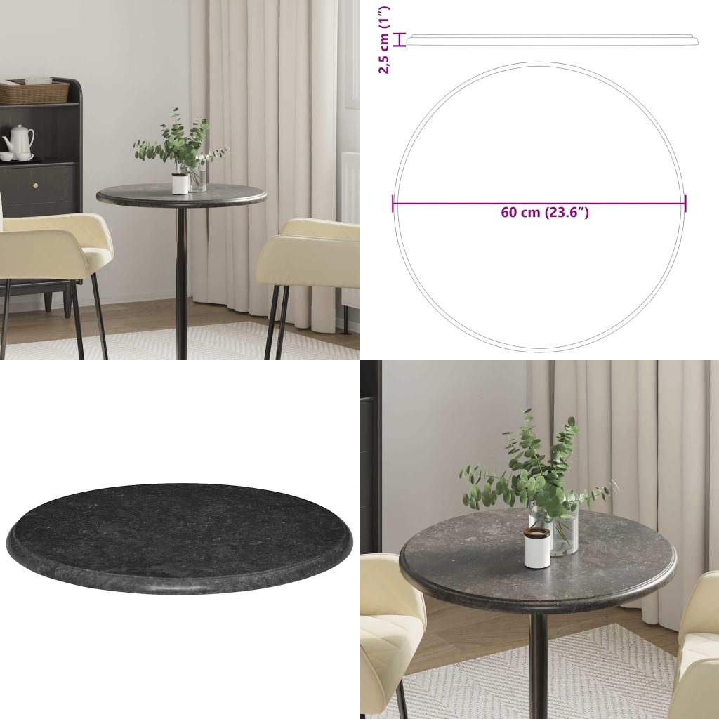 Outdoor Furniture Easy To Clean - Black Marble Table Top 23.6x1in Replacement