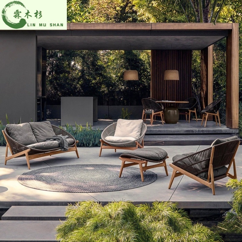 Outdoor Furniture Teak - Nordic outdoor leisure teak sofa terrace