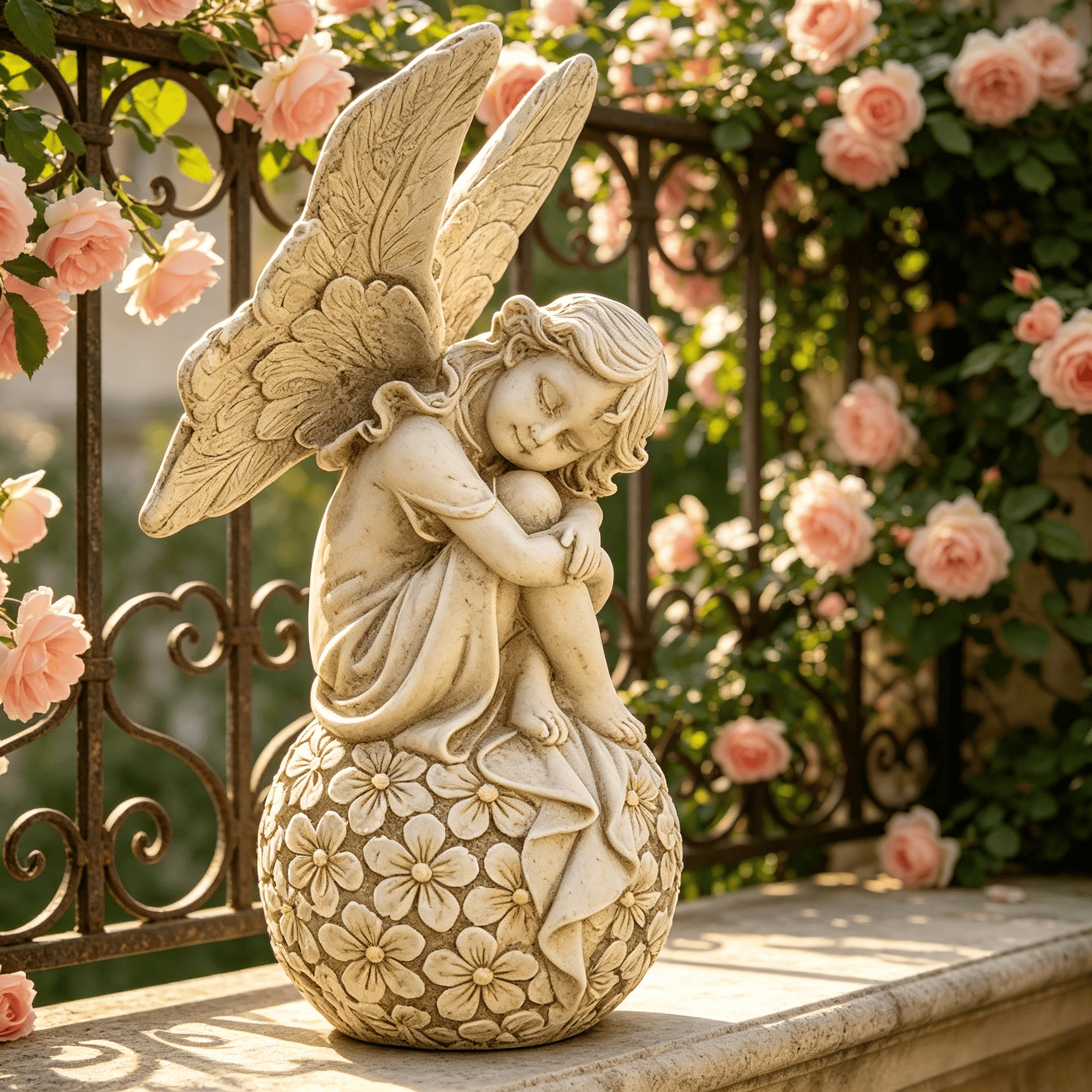 Outdoor Furniture Decor - 13.2-inch Garden Fairy Statue, Sleeping Angel