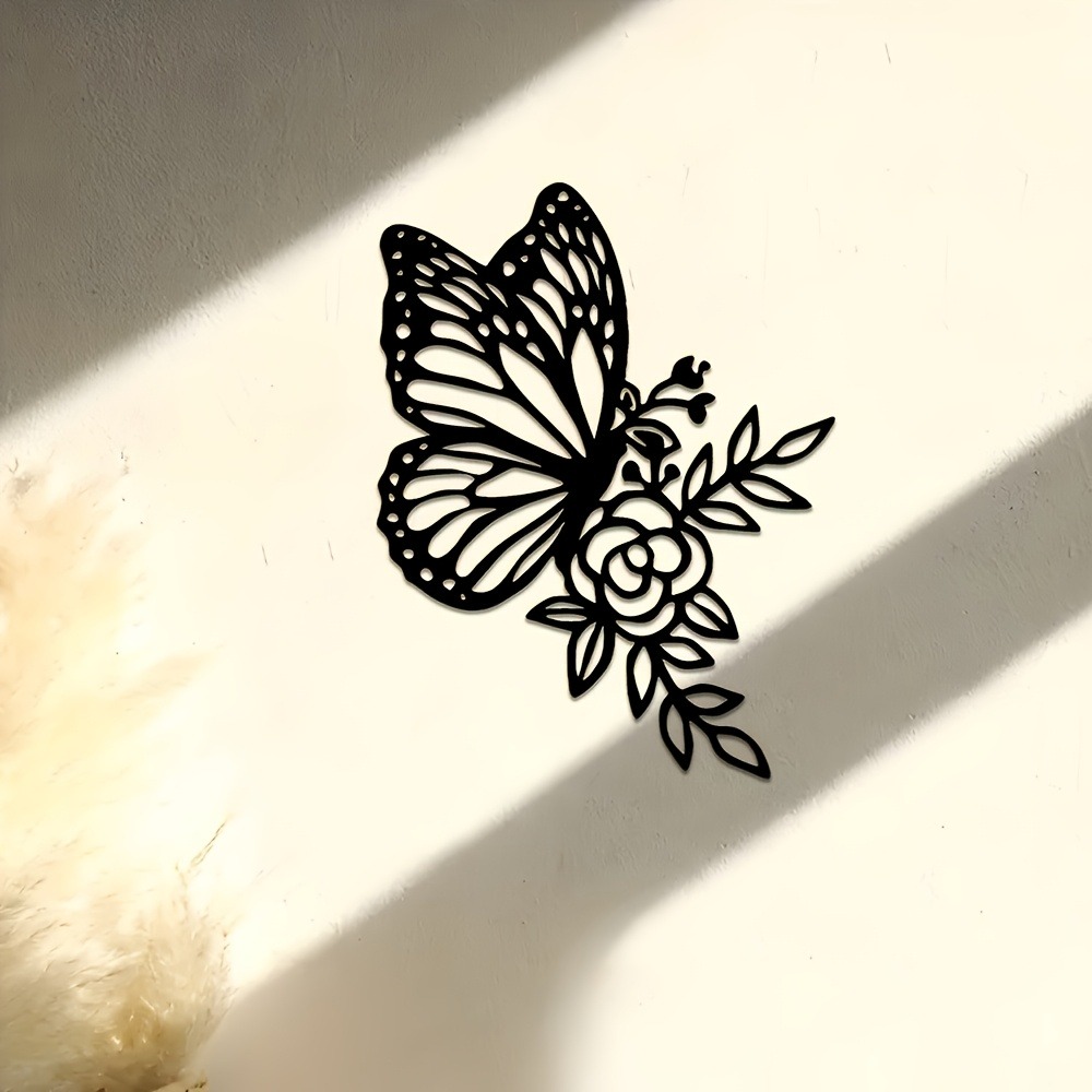 Outdoor Furniture Decor - Metal Wall Art Butterfly Flower Home
