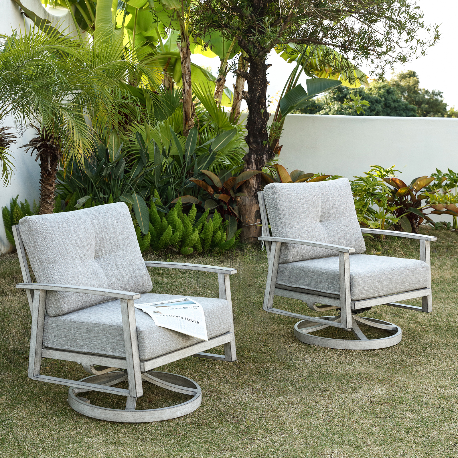 Outdoor Furniture One Piece - SeeHill Outdoor Swivel Patio Chairs Set