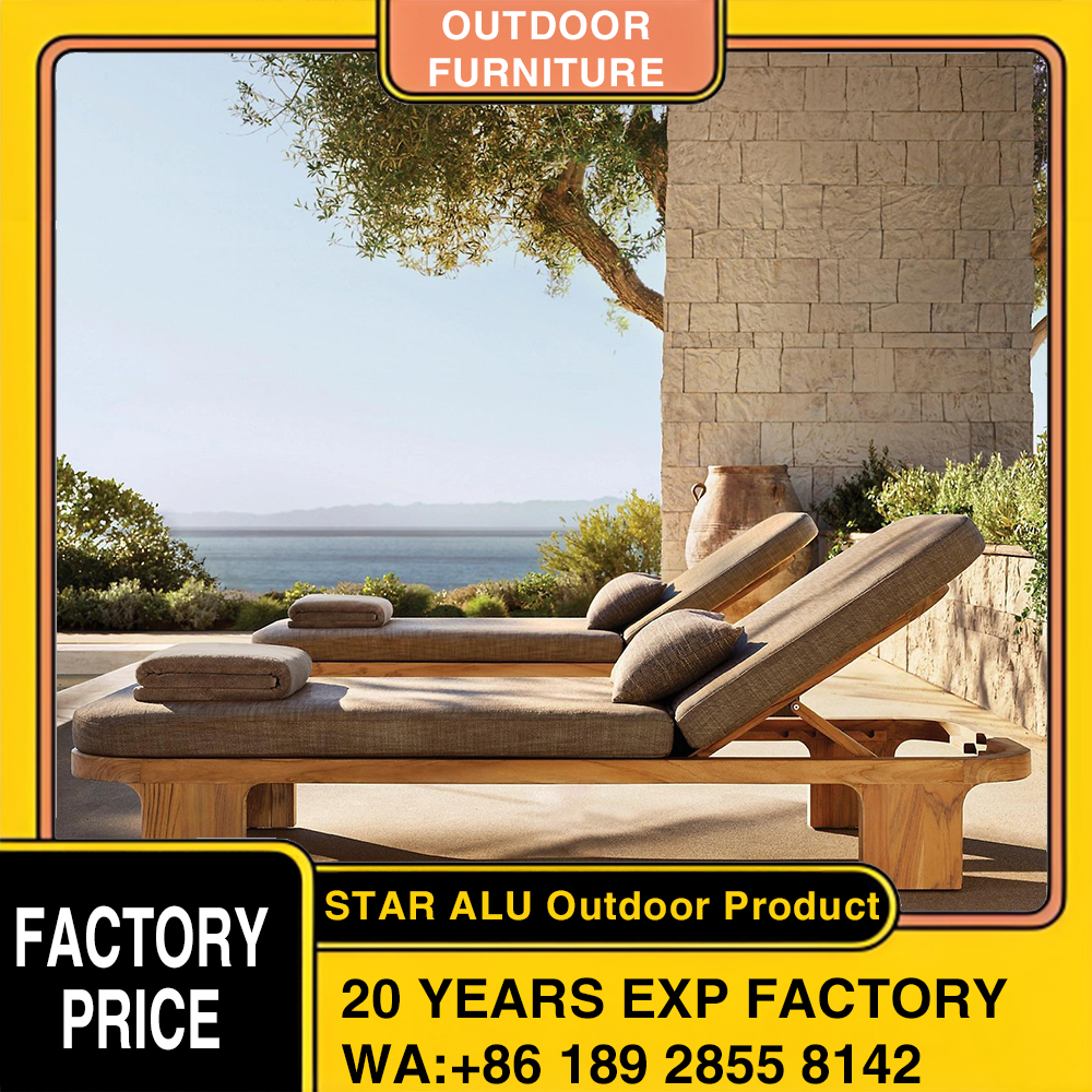 Outdoor Furniture Teak - Custom Teak Wood Patio Lounger Modern