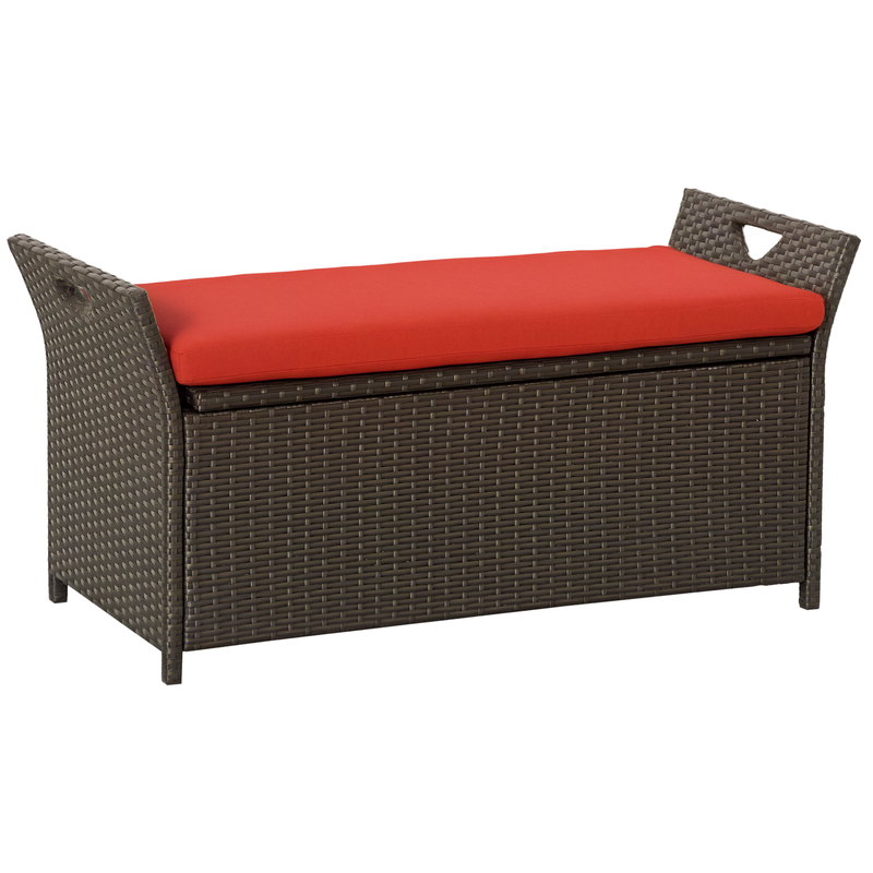 Outdoor Furniture With Storage For Cushions - 29 Gallon Patio Wicker Storage Bench,