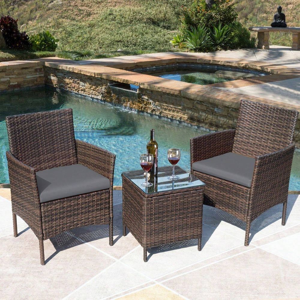 Outdoor Furniture One Piece - Porch Furniture Sets 3 Pieces PE
