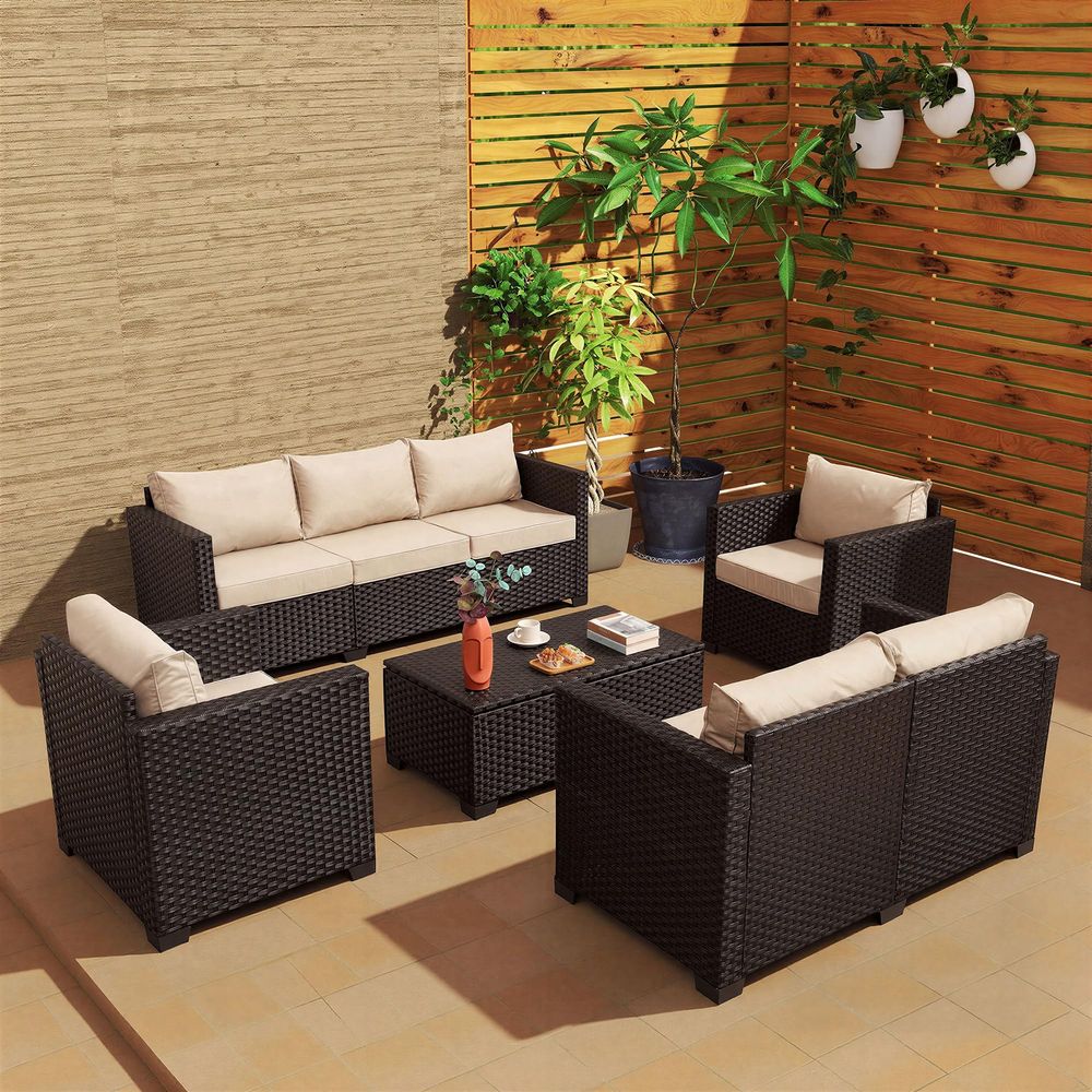 Outdoor Furniture With Storage For Cushions - 5Piece Outdoor Furniture Set Patio Furniture