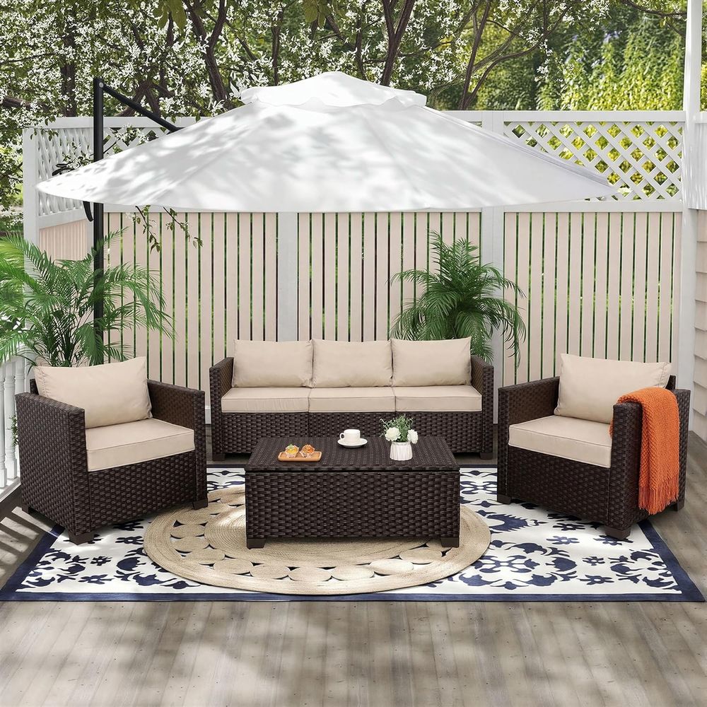 4-Piece Outdoor Patio Furnitur - Outdoor Furniture With Storage For Cushions recensie en prijs