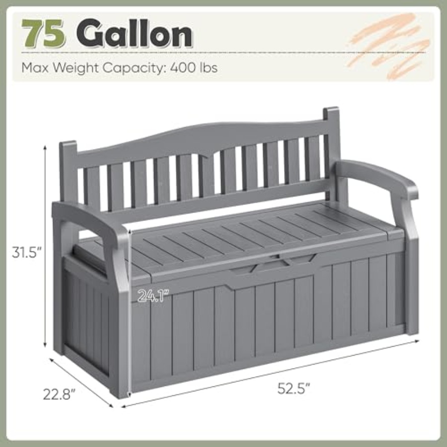 75 Gallon Outdoor Storage Benc - Outdoor Furniture With Storage For Cushions recensie en prijs