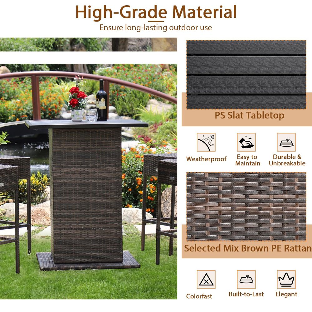 5 Piece Outdoor Rattan Bar Set - Outdoor Furniture With Storage For Cushions recensie en prijs