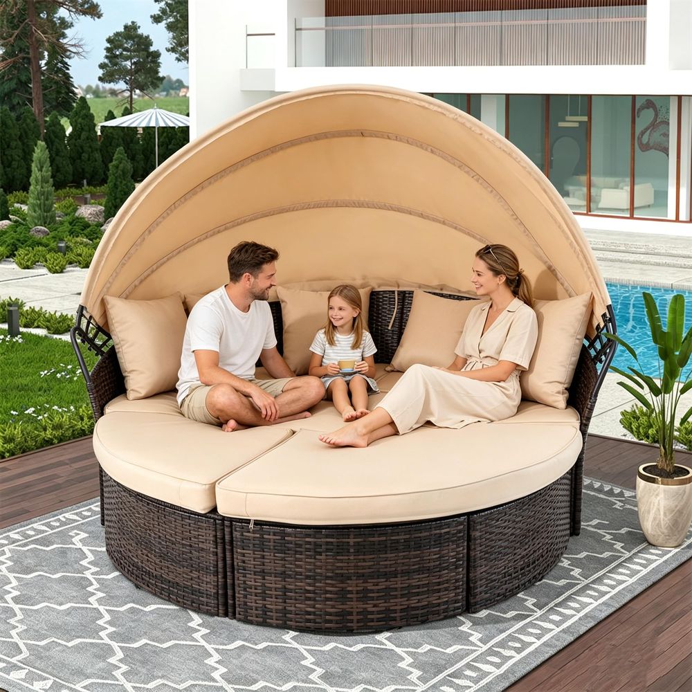 Outdoor Patio Round Daybed wit - Outdoor Furniture Modern recensie en prijs