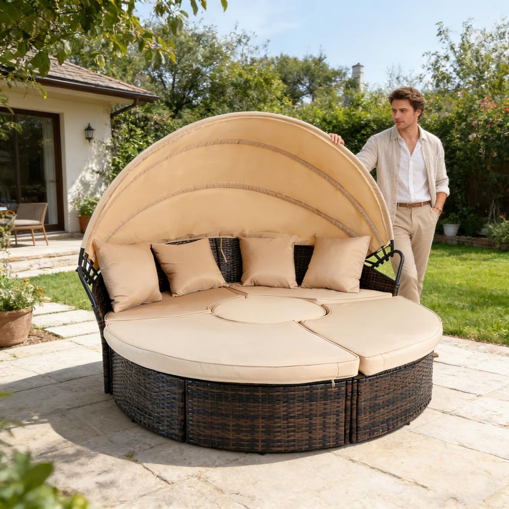 Outdoor Patio Round Daybed wit - Outdoor Furniture Modern recensie en prijs