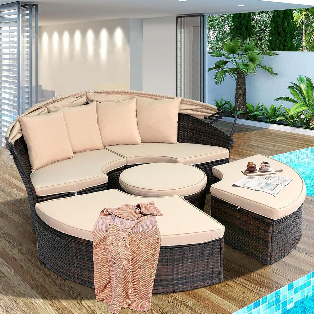 Outdoor Patio Round Daybed wit - Outdoor Furniture Modern recensie en prijs