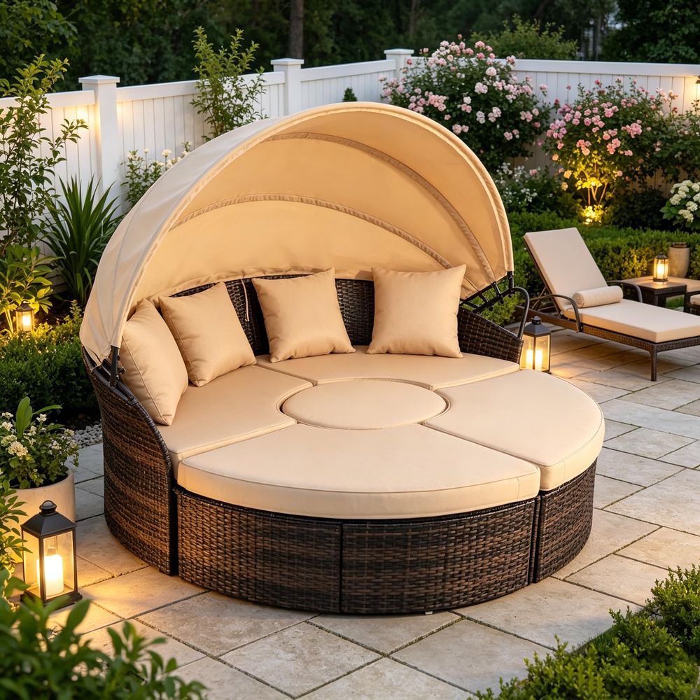 Outdoor Patio Round Daybed wit - Outdoor Furniture Modern recensie en prijs