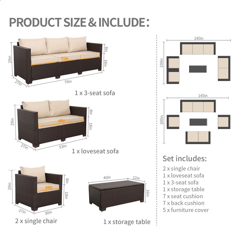 5Piece Outdoor Furniture Set P - Outdoor Furniture With Storage For Cushions recensie en prijs