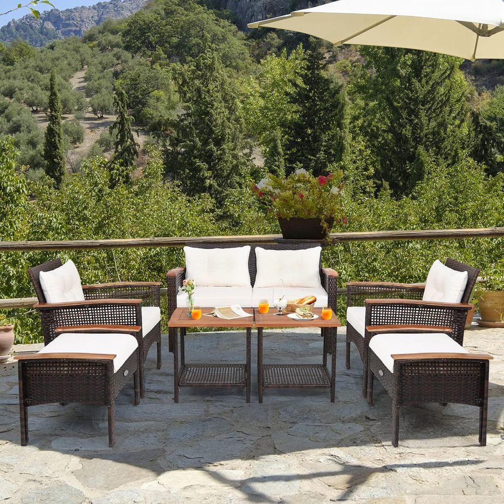 7-Piece Wicker Patio Furniture - Outdoor Furniture With Storage For Cushions recensie en prijs