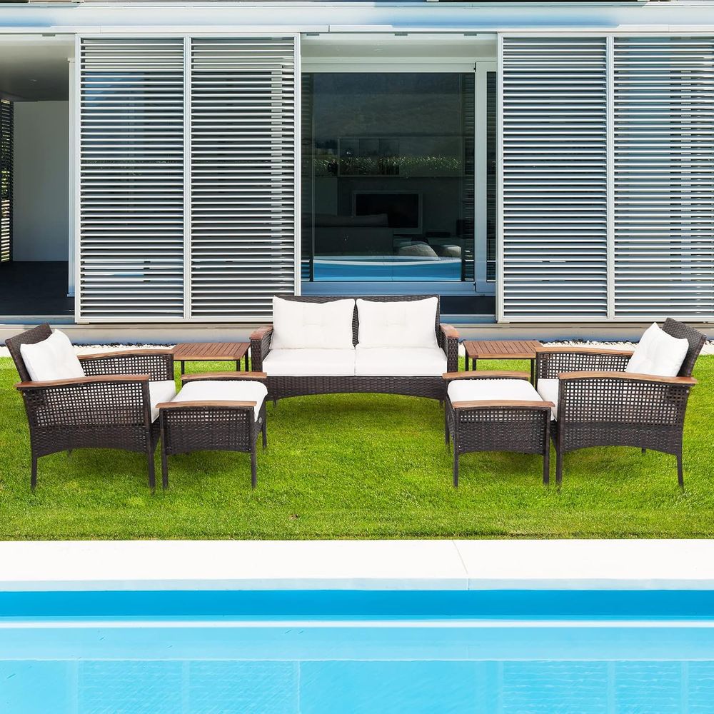 7-Piece Wicker Patio Furniture - Outdoor Furniture With Storage For Cushions recensie en prijs